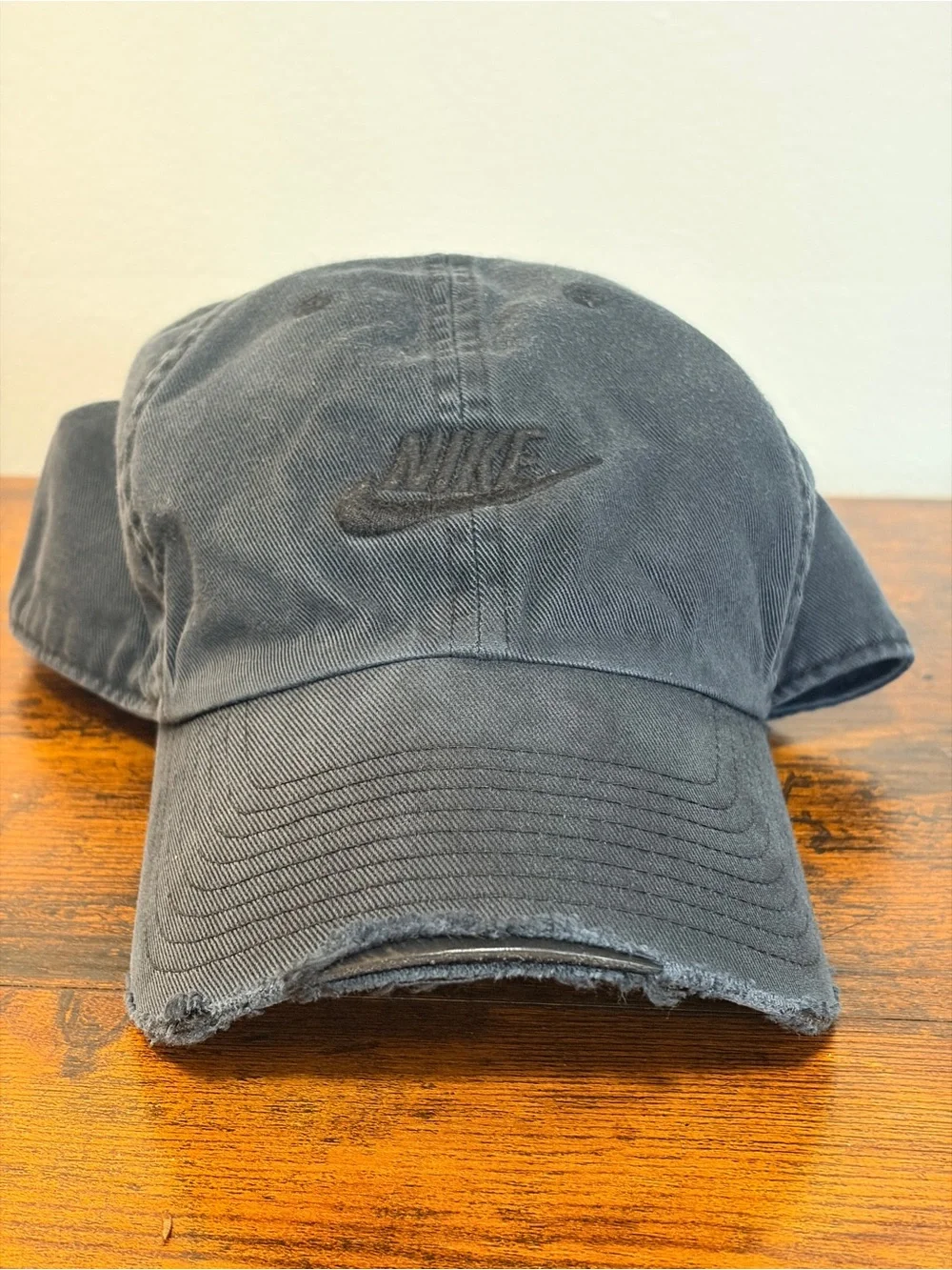Nike Men's Washed Black Cotton Baseball Cap with Embroidered Logo